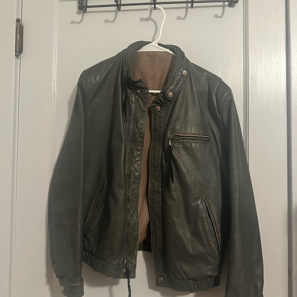 Elwood Vintage Leather Moto Jacket
